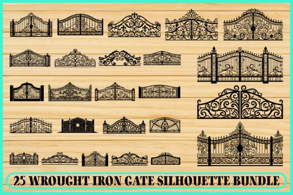 25 Vintage Wrought Iron Gate SVG Bundle