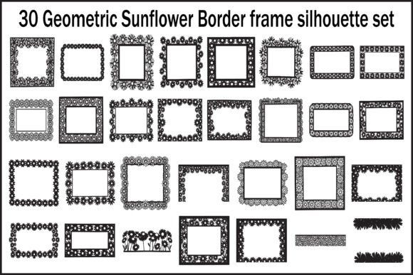 30 Geometric Sunflower Border Frame Set