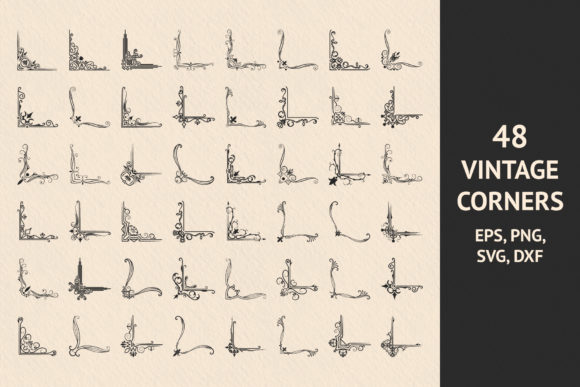 48 Vintage Page Corner Borders