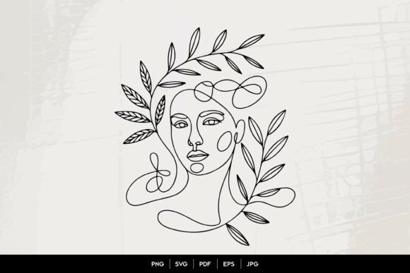Abstract Woman Botanical Face Art Graphics