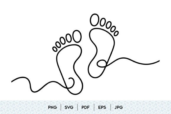 Baby Footprints One Line Art Graphics