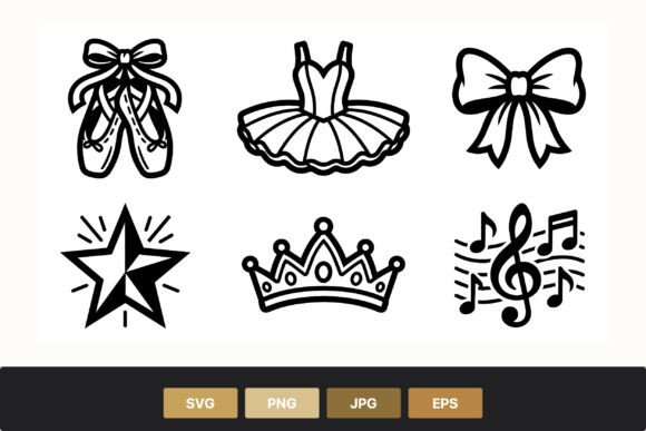 Ballet Shoes Tutu Bow Star Crown Music Graphics