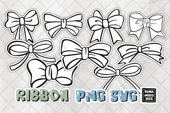 Black Line Doodle Ribbon V1: Graphics & Illustrations for Branding