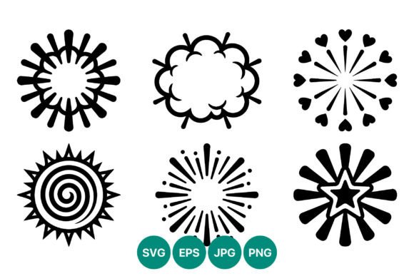 Burst Shapes Star and Heart Vector Icons