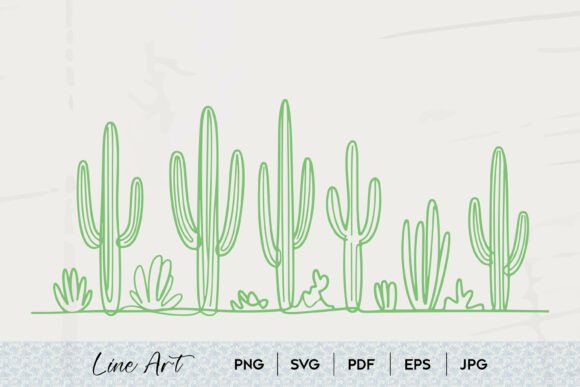 Cactus Desert Line Art SVG: Graphics for Creative Projects