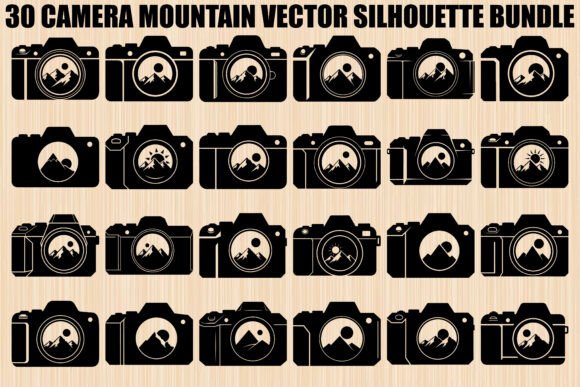 Camera Mountain Silhouette Bundle: Graphics and Illustrations for Branding