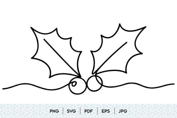 Christmas Holly Berry Line Art SVG