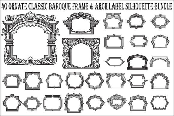 Classic Baroque Arch Label Bundle: Graphics & Illustrations for Digital Sellers