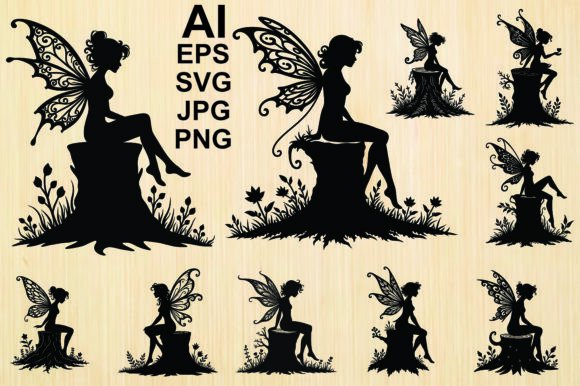 Cute Fairy Silhouette Graphics and Illustrations
