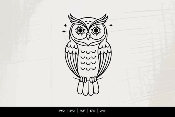 Cute Owl Line Art SVG for Graphics and Illustrations