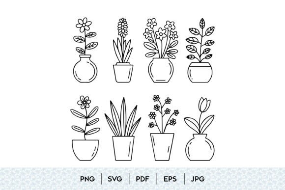 Cute Potted Plant Line Art Bundle