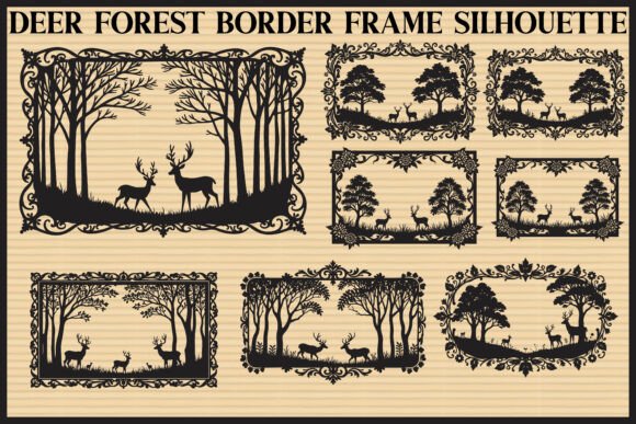 Deer Forest Border Frame Set Graphics