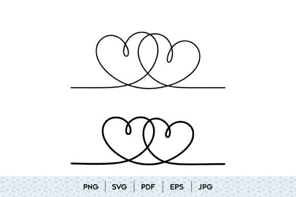 Double Heart Line Art Graphics