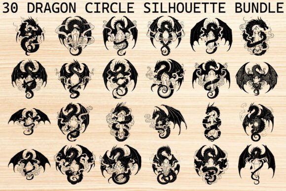 Dragon Circle Silhouette Bundle: Graphics for Creative Sellers