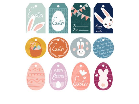 Easter Tag Cards Graphics & Illustrations