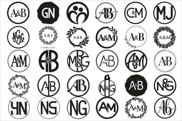 Elegant Couple Initial Circle Monogram Graphics