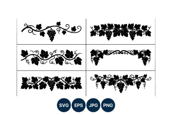 Grapevine Silhouette Borders Vector Art