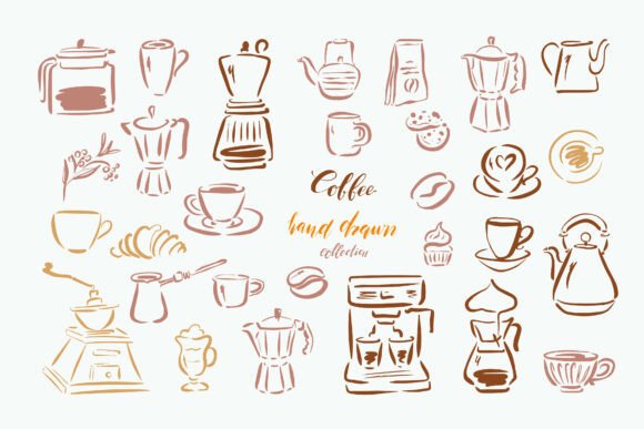 Hand Drawn Coffee and Cafe Elements Coll