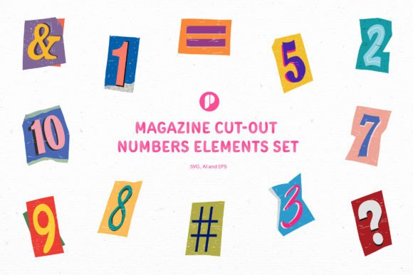 Magazine Cut-out Numbers Elements Set: Graphics & Illustrations for Real Business Use