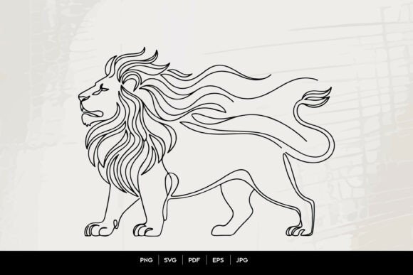 Majestic Lion Line Art SVG