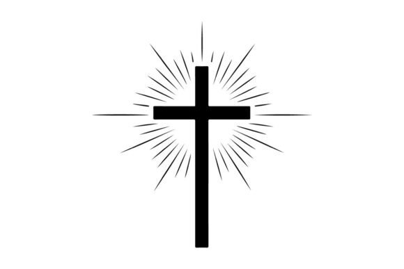Minimalist Black Cross with Radiating Li