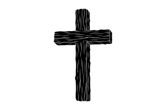 Minimalist Wooden Cross Symbol Isolated Graphics
