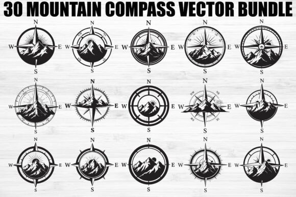 Mountain Compass Bundle: Graphics for Adventure Branding