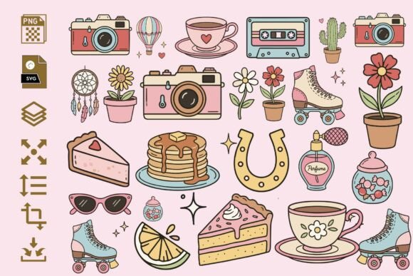 Pastel Lifestyle Doodle Icons PNG SVG