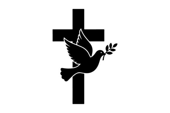 Peace Dove Flying from Cross Graphics