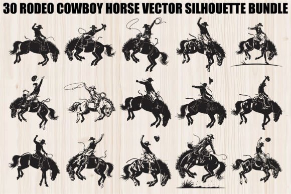 Rodeo Cowboy Horse Bundle: Graphics & Illustrations for Digital Sellers