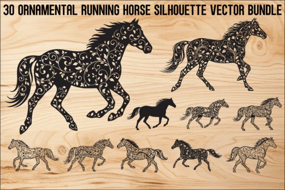 Running Horse Silhouette SVG Bundle: Graphics & Illustrations
