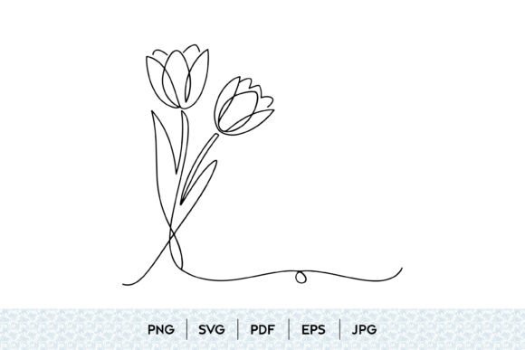 Tulip One Line Art SVG: Graphics & Illustrations for Crafting