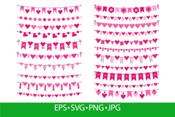 Valentine Bunting and Garlands, Pink Graphics