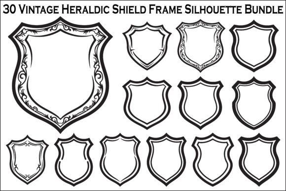Vintage Heraldic Shield Bundle Graphics