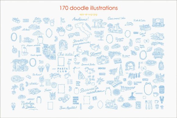 Whimsy Italian Journey Hand-Drawn Doodle: Graphics & Illustrations for Creative Brands