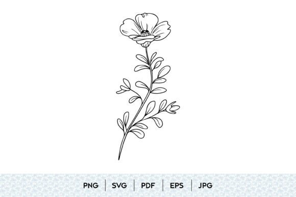 Wildflower Botanical Line Art Graphics